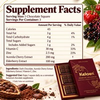 Barres de suppléments à base de plantes au chocolat noir, avec Acerola, Baies de sureau, Vitamine C et Zinc – Complément alimentaire pour un plaisir quotidien