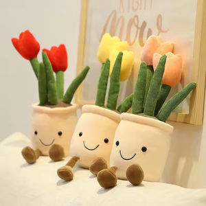 Jolie poupée fleur en peluche de coton, jouet bouquet, jouet en peluche tulipe souriante en pot pour décoration de salon, occasion anniversaire - Product Image 2