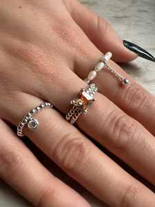 Boho Heil kristall und Perlen Perlen <span class=keywords><strong>ring</strong></span> Hand gefertigter Naturstein <span class=keywords><strong>ring</strong></span> Edelstahl Gold Silber Perlen Edelstein <span class=keywords><strong>ring</strong></span> für Frauen - Product Image 1