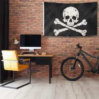 Drapeau pirate Jolly Roger, crâne et os croisés, noir, bannière en polyester double face pour fête sur bateau, bar, décoration intérieure et extérieure