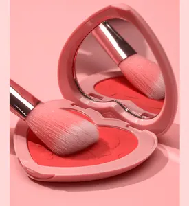 Colorete en crema vegano personalizado sin logotipo, maquillaje de etiqueta privada, maquillaje de labios, ojos, mejillas, rosa, paleta de rubor impermeable