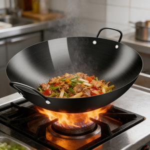 Iron Wok Large 31cm With Two Handles Non Stick For Gas Stove Cooking - Product Image 1