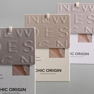 Tùy chỉnh giấy treo thẻ hàng may mặc quần áo biểu tượng tùy chỉnh in ấn thẻ Debossed giấy hangtags màu be - Product Image 1