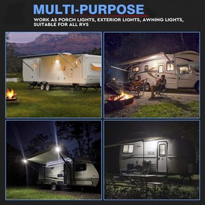 18W RV & Marine Bateau LED Auvent Porche Utilitaire Luminaire, 60 Degrés Angle Bas Faisceau Blanc Noir Logement - Product Image 6