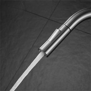 Pull Out <b>Spray</b> Kitchen Faucet 304 Stainless Steel Single Handle Deck <b>Mounted</b> Modern Style Ceramic Valve Core - Product Image 3