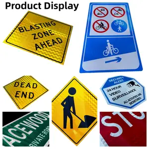 Wholesale Custom Design Reflective Plastic PVC White Black Aluminum Street Parking Road Signs Safety Traffic Sign Warning Sign