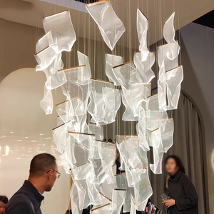 Custom Made Modern LED Acrylic Chandelier Large Indoor Decoration Pendant <b>Light</b> Fixture Remote Control for Hotel Villa Staircase - Product Image 2