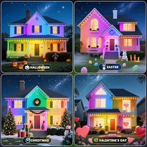 Guirlande lumineuse LED RGBW intelligente à pixels, pour extérieur, toit, gouttières, fêtes, décorations de Noël, avec application mobile - Product Image 6