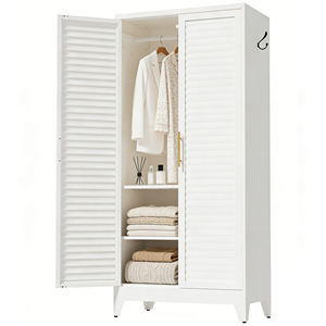 Armario Metálico Blanco de 2 Puertas, Armario de Almacenamiento de Acero Laminado en Frío de 71 Pulgadas de Alto para Dormitorio, Apartamento Pequeño, Dormitorio Universitario, Fácil de Montar - Product Image 6