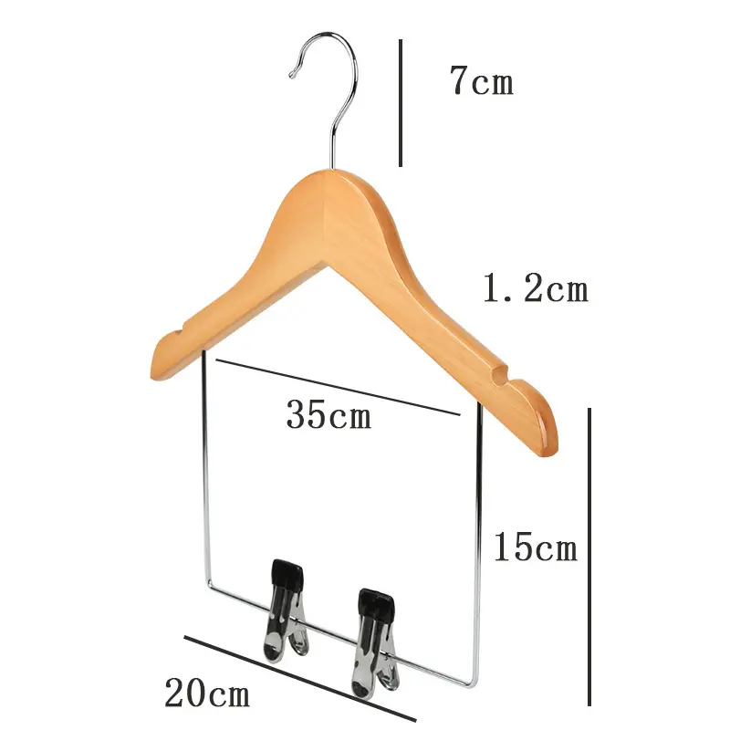 थोक कस्टम लंबे धातु तार ड्रॉप बार प्राकृतिक बच्चे लकड़ी के कोट हैंगर