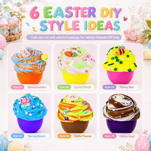 ชุดทำสไลม์เนยสำหรับเทศกาลอีสเตอร์แบบขายส่ง 12 กล่องใส่ไข่ 6 แบบ DIY เนื้อนุ่ม ยืดหยุ่น ปลอดสารพิษ ของขวัญวันหยุดสำหรับเด็ก รับผลิตแบบ OEM - Product Image 5