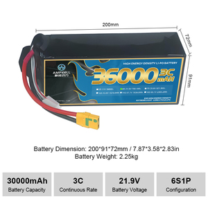 Batería de Iones de Sodio Ampxell 36000mah 6S1P/12S1P/14S1P/18S1P, Paquete de Baterías de Alta Densidad y Peso Ligero, 3C/10C AMX-36A022I-E - Product Image 3