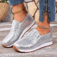 Nouvelles baskets compensées pour femmes, style décontracté, imprimé crocodile, confortables, à enfiler