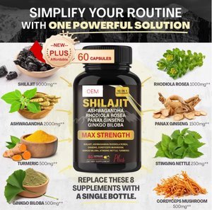 食品グレードShilajitカプセル天然エネルギーブースター性能回復発電所エネルギー活力強化ハーバルサプリメント - Product Image 3