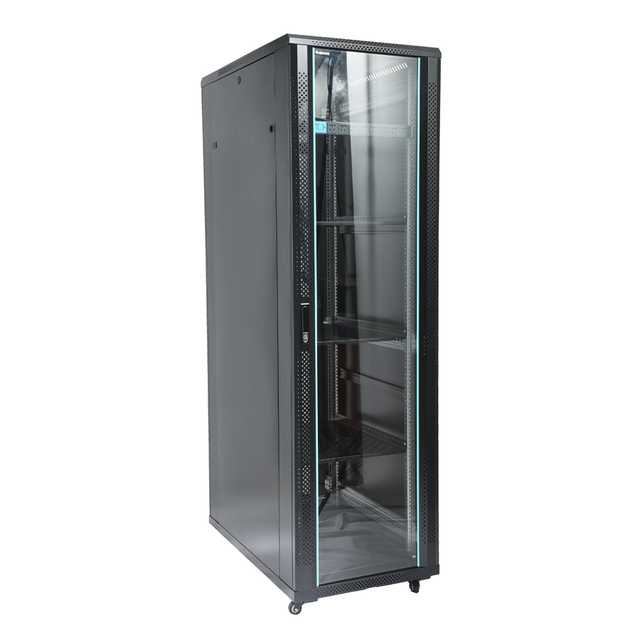 Custom 600*1000MM Floor-Standing 19Inch Server Rack 16/20/24/28/32/38/42U Data Cabinet Glass Door IP20 Powder Coated Stock SPCC