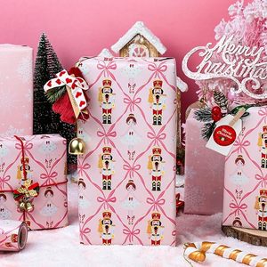 Papier d'emballage de Noël à motif Casse-Noisette, Danseuse de ballet, Flocon de neige, Rose, Double face, Papier métallisé, Papier d'emballage doré - Product Image 2