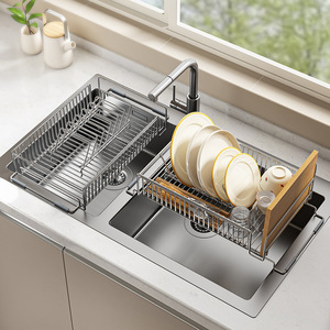 Égouttoir à vaisselle de grande capacité pour évier de <span class=keywords><strong>cuisine</strong></span> en acier inoxydable avec rangement pour ustensiles - Product Image 1