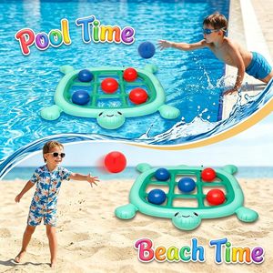 <b>Inflatable</b> Turtle Tic Tac Toe Pool <b>Game</b> with Balls for Family Summer Water Fun - Product Image 5
