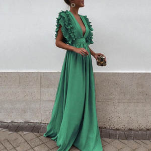 Elegante Maxi abito senza schienale con maniche a volant - Product Image 3