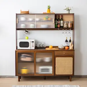 Modern Kitchen Furniture Storage Bamboo Vattan Side Board Cabinet Set 80/120/150cm Width Side Storage Cabinet