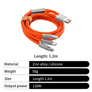 Wholesale Charging <b>Cable</b> Fast Charging 3 In1 120W USB 6A Charger <b>Cable</b> for Corporate - Product Image 2