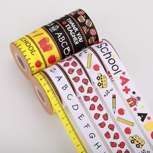 Ruban gros-grain 100% polyester double face anti-rétrécissement à feuille d'or, motif rentrée scolaire, alphabet, pomme, règle, crayon, vente en gros - Product Image 5