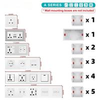 Panel de Enchufes Moderno Multifuncional de Pared, Material PC Resistente, 2 Puertos USB, IP20, 16A, 250V, 86x86mm, 2 Tomas