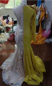 2024 Unique mélange couleur une épaule robes de bal paillettes dentelle appliquebijou volants fille africaine soirée robe sirène - Product Image 6