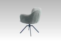 Nouvelle tendance, style nordique, revêtement en tissu bicolore, pieds en métal rembourrés avec rotation à 360° °   Chaise de salle à manger pivotante avec fonction de retour automatique et accoudoirs