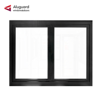Fenêtre coulissante à double battant à valeur U de 1,87, écoénergétique, avec cadre en aluminium noir moderne, pour cuisine |   Aluguard