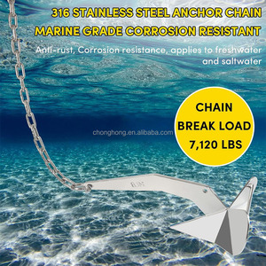 Chaîne d'ancrage marine soudée de 5/16 po, chaîne de levage robuste en acier inoxydable 316 pour bateau avec manilles, maillons de chaîne en acier inoxydable - Product Image 4