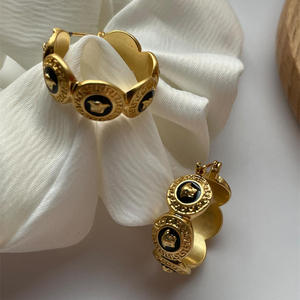 Orecchini Vintage Placcati Oro, Cerchi alla Moda Non Appannabili, Orecchini di Alta Classe per Ragazze Eleganti N2409101 - Product Image 2