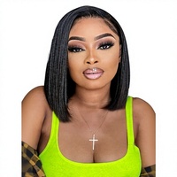 Perruque Bob Lace Front transfrontalière style européen et américain 13x4, peut être permanentée/teinte, perruque complète