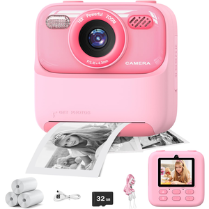 Cámara Instantánea para Niños, 1080P HD, Doble Lente, Selfie para Niñas y Niños, Regalos de Navidad y Cumpleaños, Pantalla Grande HD de 3.5 Pulgadas, Plástico - Product Image 1
