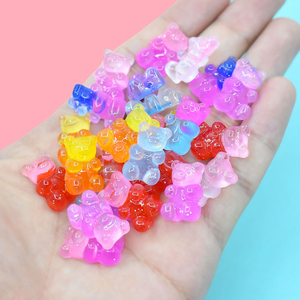 Accessoires en résine KI quyu DIY, paillettes dégradées, petit ours, bonbons mignons, résine époxy, coque de téléphone, décoration de patch DIY - Product Image 1
