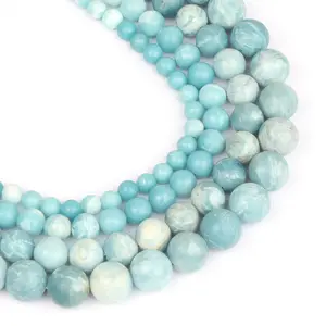 Offre Spéciale en gros 6mm 8mm 10mm 12mm en vrac bleu vert pierres précieuses naturelles Larimar perles rondes pour la fabrication de bijoux