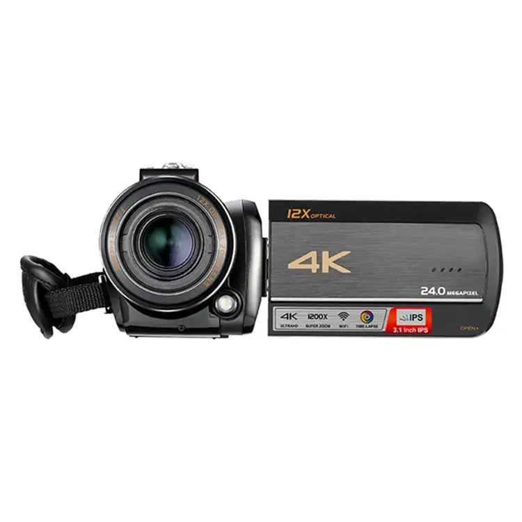 Ordro AC5 4K كاميرات فيديو البصرية 12X التكبير المحمولة HD DV 3.1 ''IPS لمس الحذاء الساخن الفاصل الزمني التصوير APP التحكم