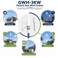 Éolienne à axe vertical GWH-3KW omnidirectionnelle sans dérive, vitesse de démarrage faible de 2,5 m/s pour régions à vent faible VAWT