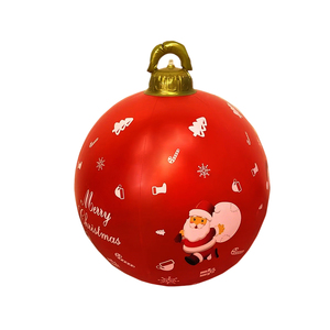 PVC <b>Inflatable</b> Modern <b>Christmas</b> Ball 23.6-inch Snowman Santa Pattern Eco-friendly for Yard Garden Holiday Decor-Winter New Year - Product Image 1