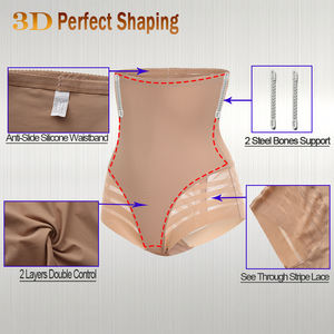 Faja Moldeadora de Cintura Alta para Mujer con Control Abdominal, Bragas Reductoras con Rayas de Encaje, Control Firme, Ropa Interior Adelgazante con Banda Antideslizante de Silicona - Product Image 6