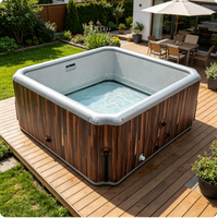 Baignoire carrée intelligente à température constante avec massage par ondes chauffantes, pour usage extérieur, unité de chauffage pour 4 à 6 personnes, en PVC