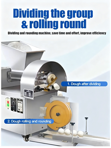 Máquina Automática Divisora y Boleadora de Masa de Acero Inoxidable de Grado Alimenticio con Motor, Capacidad de 30-150g para Pan y Pizza - Product Image 6