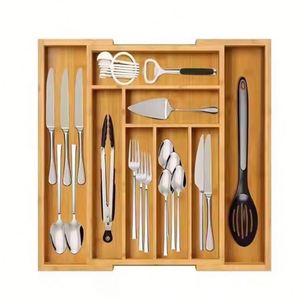 Organisateur de tiroir extensible en bambou pour couteaux, couverts, cuillères et fourchettes - Product Image 6
