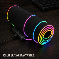 Tapis de souris RGB 1,8 m avec câble USB, 830 g, bords cousus étanches, base en caoutchouc, enroulable, Plug and Play pour PC, ordinateur portable, bureau, maison, vente en gros
