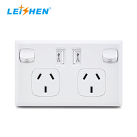 Prise électrique murale intelligente Leishen noire, argentée et blanche avec prise micro USB, interrupteurs et chargeurs USB, prise australienne