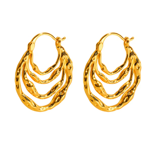 Pendientes de Aro Gruesos Multitrenzados de Acero Inoxidable Chapados en Oro de 18K, Hipoalergénicos, para Mujer - Product Image 2