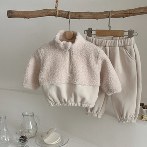 Conjunto de <span class=keywords><strong>Dos</strong></span> Piezas para Bebés <span class=keywords><strong>y</strong></span> Niños Pequeños, de Lana de Cordero, Color Sólido, Cuello Alto, Grueso, Cálido <span class=keywords><strong>y</strong></span> Suave, Otoño Invierno, Superventas - Product Image 2