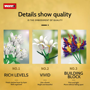 Ensemble de blocs de construction Woma Toys Bouquet de fleurs, collection botanique, mini briques, bricolage, jouet éducatif créatif, cadeau pour enfants - Product Image 3