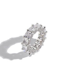 Anillo Cuadrado de Zirconia, Estilo Hip-Hop Europeo y Americano, Anillo de Cobre con Incrustaciones de Zirconia de Una Sola Hilera para Hombre - Product Image 4