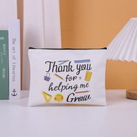 Petite pochette à fermeture éclair en coton personnalisé écologique Sacs de maquillage Trousse cosmétique de maquillage en toile de coton uni avec logo